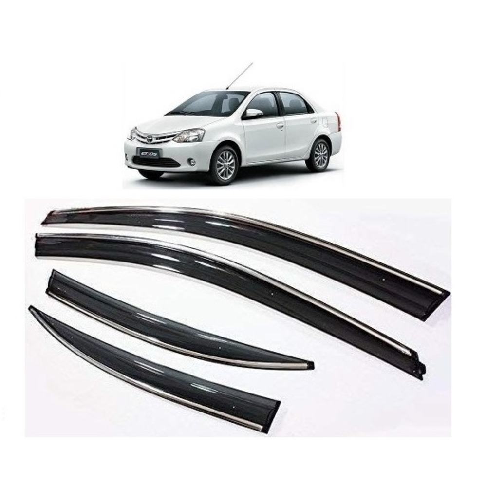 rain window door visor wind deflectors and sunshield protectors For Etios - black